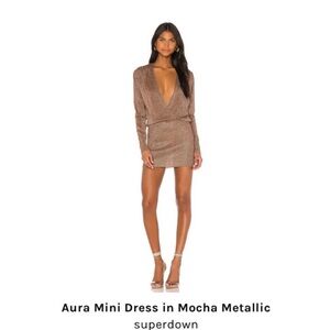 Superdown aura mini dress in mocha metallic size small NWOT